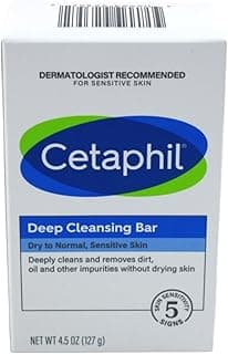 Cetaphil Bar Soap, Deep Cleansing Face and Body Bar, Pack of 6, For Dry to Normal, Sensitive Skin, Soap Free, Hypoall...