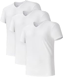 DAVID ARCHY Men's Undershirts Combed Cotton T-Shirt Soft Moisture-Wicking Undershirt Crew Neck or V Neck Tees 3 Pack