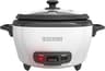 BLACK+DECKER Rice Cooker 6-Cup (Cooked) with Steaming Basket, Removable Non-Stick Bowl, White