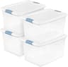 Sterilite 4-Pack 64 Quart Latching Box, Clear Plastic Storage Organizer Bins with White Lids - Large Stackable Contai...