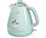 Hazel Quinn Retro Electric Kettle - 1.7 Liters / 57.5 Ounces Tea Kettle with Thermometer, All Stainless Steel, 1200 W...