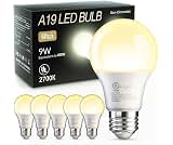 TJOY 6 Pack A19 LED Light Bulbs, Soft Warm White 2700K, 60 Watt Eq,E26 Base | Efficient 9W, Standard Light Bulb for L...