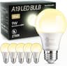TJOY 6 Pack A19 LED Light Bulbs, 60 Watt Equivalent LED Bulb, Soft Warm White 2700K, Efficient 9W, E26 Standard Base,...