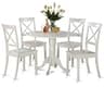 East West Furniture DLBO5-WHI-W 5 Piece Kitchen Table Set for 4 Includes a Round Dining Room Table with Dropleaf and ...