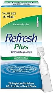 Refresh Plus Lubricant Eye Drops For Dry Eyes, Preservative-Free,Value Size, 0.01 Fl Oz Single-Use Containers, 70 Count