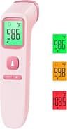 No-Touch Thermometer for Adults, Kids, Babies, 1-Sec Fast Accurate (Pink) | Fever Alarm, Large LCD with 3-Color Backl...