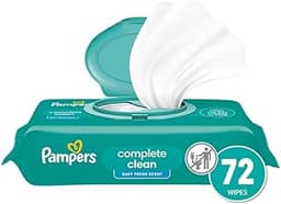 Pampers Baby Wipes, Complete Clean Baby Fresh Scented Wipe, Gently Cleans Head to Toe, 72 Total (1 Flip-Top Packs)