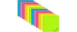 (12 Pads) Lined Sticky Notes 4x4 in, 6 Bright Colors Self-Stick Note Pads, Strong Adhesive, 47 Sheets/Pad