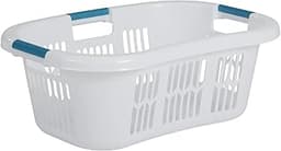 Rubbermaid Large Hip-Hugger Laundry Basket/Hamper, 1.5-Bushel, White, Stackable Storage Bin/Organizer for Bathroom/Be...