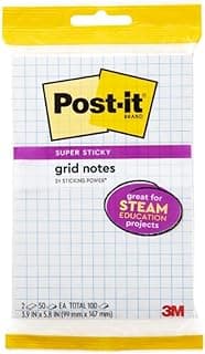 Post-it Super Sticky Notes, 2 Sticky Note Pads, 4 x 6 in., Ideal for Organization in Your Dorm, Home or Office, White...