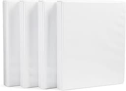 Amazon Basics 3-Ring Binder, 1-Inch - White, 4-Pack