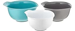 KitchenAid Universal Nesting Plastic Mixing Bowls, Set Of 3, 2.5 quart, 3.5 quart, 4.5 quart, Non Slip Base with Easy...
