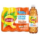 Lipton Zero Sugar Iced Tea, Peach, 16.9 fl oz Bottles, (12 Pack) | Zero Sugar