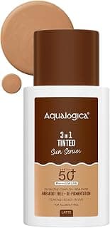 Aqualogica 3-in-1 Tinted Sun Serum - Latte | Full Size Pack – 50 ml | SPF 50+ PA++++ Protection | Breakout-Free Formu...