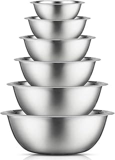 JoyJolt Stainless Steel Mixing Bowl Set - 6 Piece Nesting Bowls, 5qt to 0.5qt, Ideal for Kitchen, Cooking, Baking and...