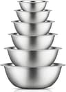 JoyJolt Stainless Steel Mixing Bowl Set - 6 Piece Nesting Bowls, 5qt to 0.5qt, Ideal for Kitchen, Cooking, Baking and...