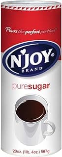N'Joy Canister 100% Pure Granulated Sugar, Easy Pour Lid, Bulk Size, Original Version, 20 Oz, Pack of 6