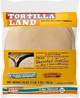 TortillaLand Uncooked Flour Tortillas, Soft Taco Size (12 Count)
