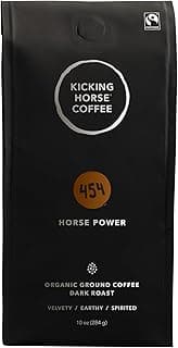 Kicking Horse Coffee, 454 Horse Power, Dark Roast, Ground, 284 g - Certified Organic, Fairtrade, Kosher Coffee(Packag...
