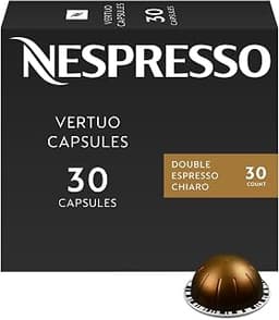 Nespresso Vertuo, Double Espresso Chiaro, 30-Count Espresso Coffee Pods | Capsules Medium Roast Pack of 1 Brews 2.7oz