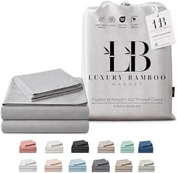 Luxury Bamboo Market | King Size Bed Sheet Set | 100% Viscose Made from Bamboo | Organically Grown | Ultra Soft | Coo...