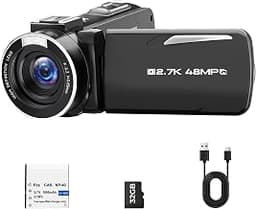 Camcorder Video Camera 2.7K 48MP, Vlogging Camera for YouTube Beginners | LED Fill Light, 18X Digital Zoom, 3.0" 270°...