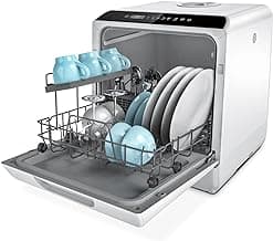 Hermitlux Countertop Dishwasher, 5 Washing Programs Portable Dishwasher With 5-Liter Built-in Water Tank, No Hookup N...