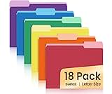 SUNEE File Folders, 18 Pack Manilla Folders 8.5 x 11, Colored Folder Office Organization Home School Folders for Docu...