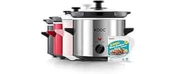 KOOC Small Slow Cooker, 2 Quart, Free Liners Included for Easy Clean-up, Upgraded Ceramic Crock, Adjustable Temp, Nut...