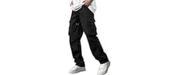Comdecevis Men's Casual Cargo Pants Workout Joggers Stretch Sweatpants Hiking Drawstring Tactical Pants with Multi Po...