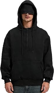 KENAIJING Mens Quarter Zip Travel Hoodies with Eye Mask & Multi Pockets Sweatshirt Comfy Outfits Airplane Mode Hoodie