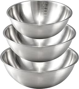 Gronivex Stainless Steel Mixing Bowls Set, 3-Piece (1.5, 2.2 & 3.4 Qt) | Food-Grade Metal, Dishwasher safe，Stackable ...