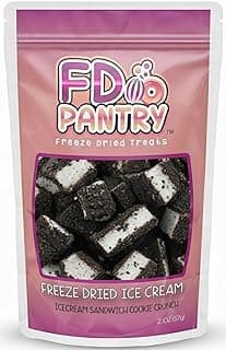 Freeze Dried Ice Cream Sandwich Bites - Cookie Crunch - Crunchy & Sweet Snack 2oz Freeze-Dried Space Ice-Cream Pack D...