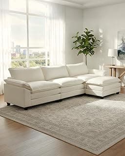 Karl home Sectional Sofa Modular Deep Seat Sofa Couch with Ottoman, Chenille Sofa Sleeper Comfy Upholstered Furniture...