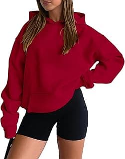 onlypuff Women Hoodies Casual Pullover Long Sleeve Sweatshirt Kangaroo Pocket Drop Shoulder Sweater