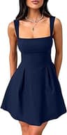 YMDUCH Women's Sexy Sleeveless Square Neck Adjustable Straps Bow Tie A-line Mini Party Club Dress
