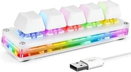 aikeec 5 Keys Mini Macro Mechanical Keyboard White Programmable Gaming Keypad Hot Swap USB Wired for Windows Mac OSU ...