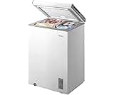 Midea MERC04C4BAWW Chest Freezer, 3.5 Cubic Feet Freezer With Removable Basket, Interior LED Light, Adjustable Temper...