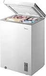 Midea MERC04C4BAWW Chest Freezer, 3.5 Cubic Feet Freezer With Removable Basket, Interior LED Light, Adjustable Temper...