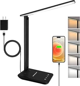 shinelife LED Desk Lamp for Office Home, Bright Desk Light with USB Charging Port, Adjustable Dimmable Desk Lamps 5 M...