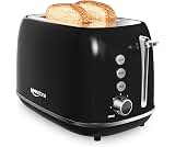 2 Slice Retro Stainless Steel Toaster with Bagel, Cancel, Defrost Function and 6 Bread Shade Settings Bread Toaster, ...
