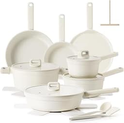 SENSARTE Ceramic Pots and Pans Set Nonstick, 20Pcs Ceramic Cookware Set Non Stick, Non-toxic Healthy Kitchen Cooking ...