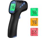 Forehead Thermometer for Adults and Kids, Non Contact, 1s Result (Black) | 3-Color Fever Alarm, 35 Memory Recalls, 2-...