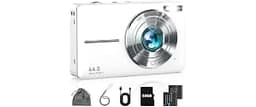 Digital Camera FHD 1080P Point and Shoot Camera with 32GB Card, Pearl White | 16X Zoom Anti-Shake Filters, Compact Sm...