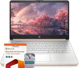 HP 14" Business Laptop Computer with Microsoft Office 365, 4-Core Intel Processor, 128GB SSD, Windows 11 (Pale Rose G...