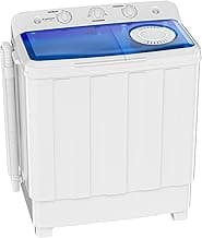 Auertech Portable Washing Machine, 28lbs Twin Tub Washer Mini Compact Laundry Machine with Drain Pump, Semi-automatic...