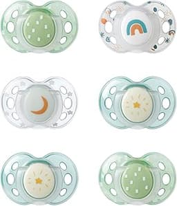 Tommee Tippee Night Time Pacifier, 18-36 Months, Symmetrical Silicone Baglet, BPA-Free Binkies, Glow in The Dark Tech...