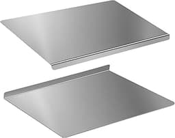 2-Piece Stainless Steel Cutting Board with Lip, 16" x 12" Kitchen Chopping Boards for Countertop, Double-Sided Food-G...