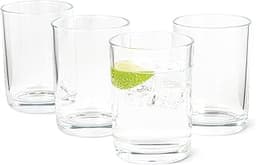 Amazon Basics Drinking Glasses, Dishwasher-Safe, 4-Piece Set, 11 oz.