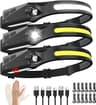 Rechargeable Headlamp 3PCS, 230° Wide Beam Head Lamp, Motion Sensor LED Headlamp Rechargeable, 5Mode Bright Headlamps...